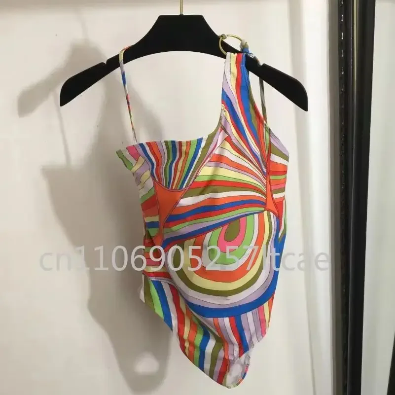 ชุดว่ายน้ำบิกินี่สำหรับผู้หญิง ดีไซน์หรูหรา พิมพ์ลายคลาสสิกพร้อมโลโก้ตัวอักษรชื่อยี่ห้อ