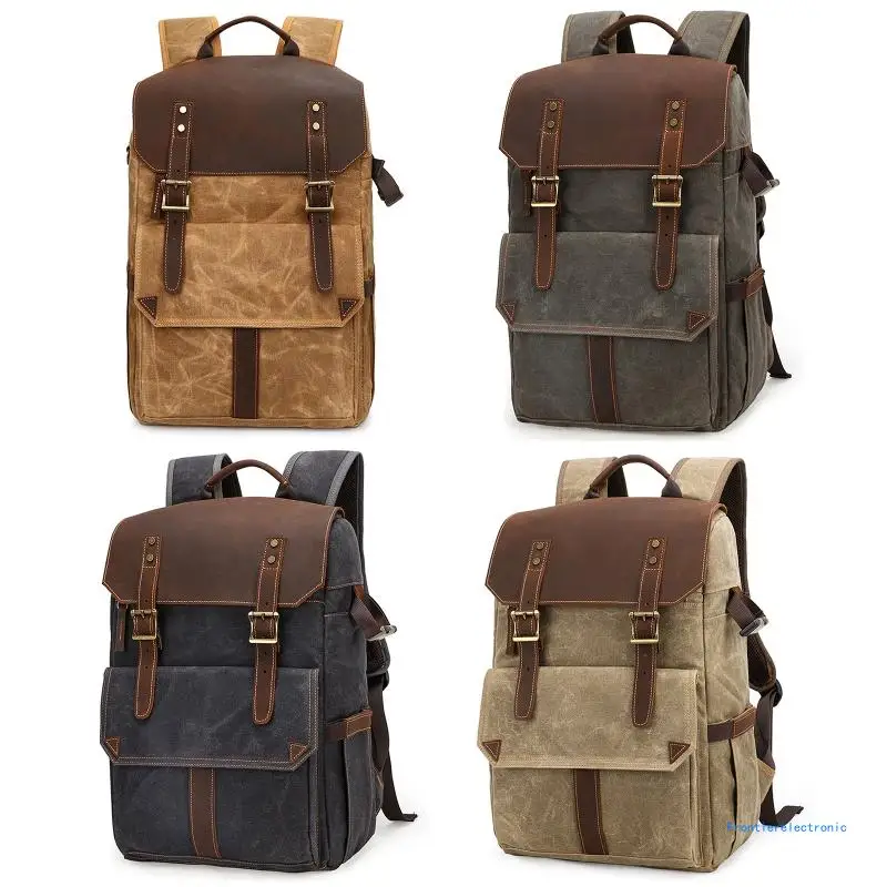 Retro Batik Waterproof Large Capacity Camera Video Backpack Travel Casual Men DSLR Photography Shoulders Bag Tripod for