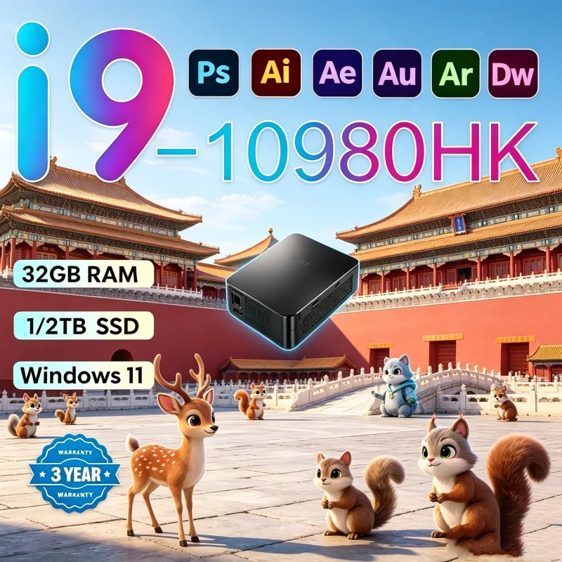 2026 Lambent Roving MINI PC Equipped With Windows 11 Pro Core I9 10980HK RAM 1TB SSD WIFI 6 BT5.2 4K HD Succinct Gaming Business