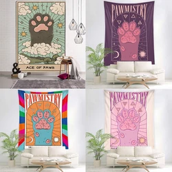 Cute And Funny Cat Paw Tarot Divination Tapestry Art Home Decor Boho Living Room Dorm Decor