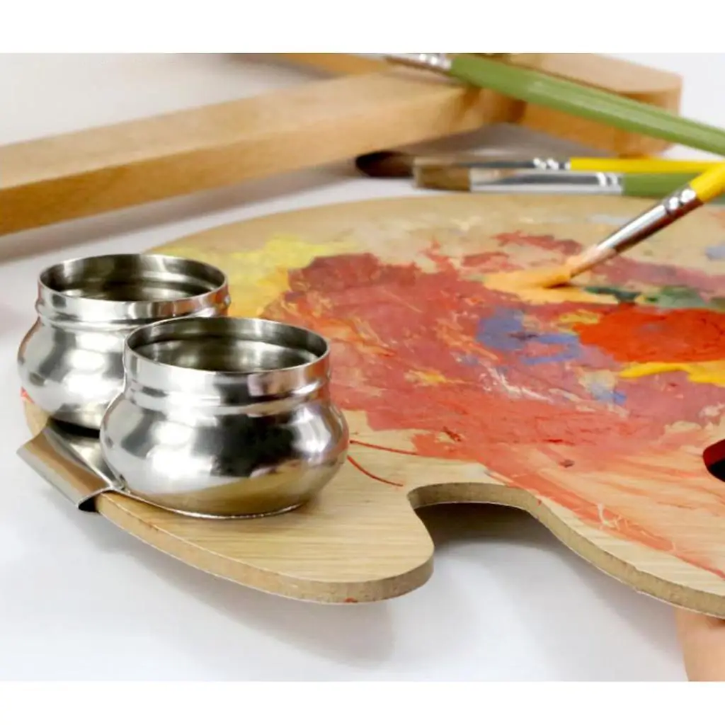 Portable Stainless Steel Single Dipper Container Oil Paint Cup Clips