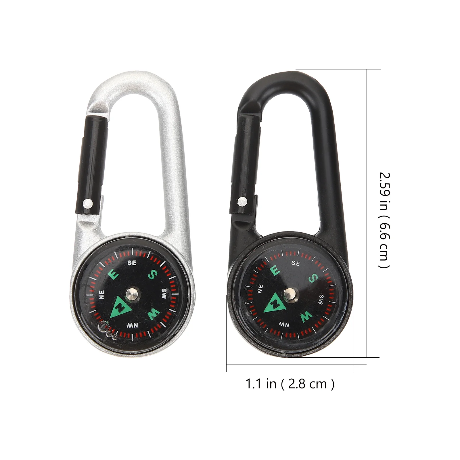 2 قطعة المشي لمسافات طويلة البوصلة حلقة تسلق المفاتيح ملحق الزخرفية لحقائب الظهر والمغامرات في الهواء الطلق البوصلة المفاتيح