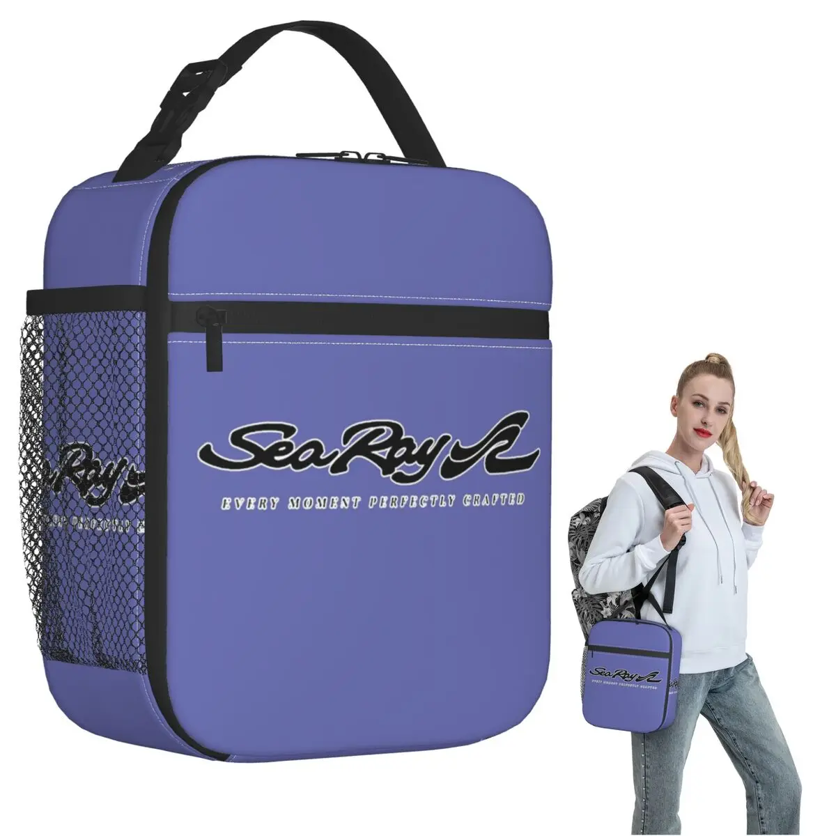 

Sea Ray Boat Black Letter Logo Insulated Lunch Bag for Women Children Portable Food Boxes Thermal Lunch Box Tote