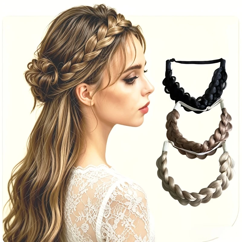 

Adjustable Synthetic Braided Hair Band Handmade Fishbone Braid Lazy Headband Daily Wear Commuting Holidays Parties Vacation