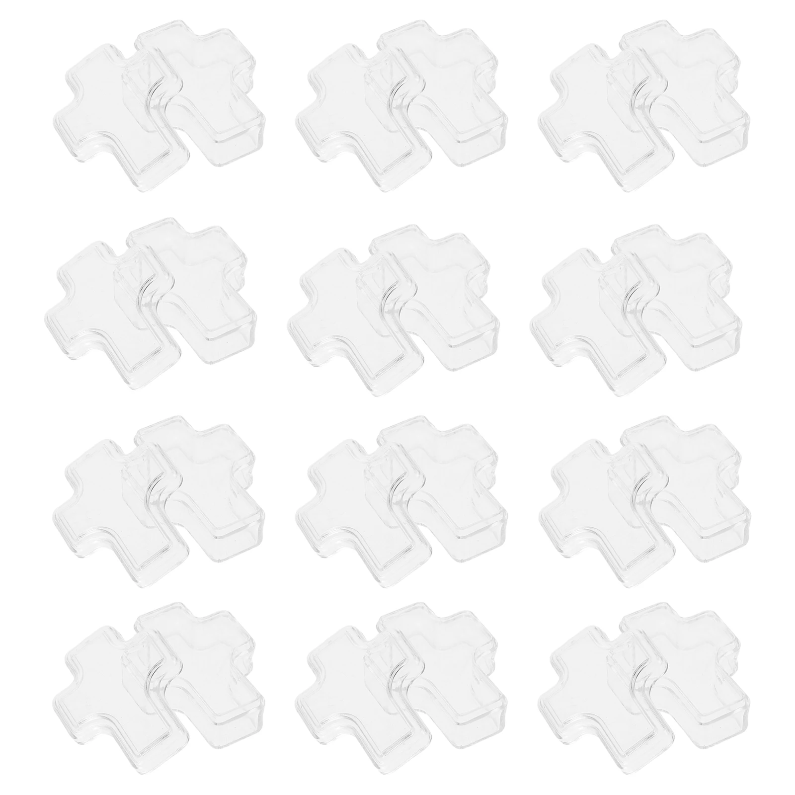 

30pcs Jewelry Storage Box Transparent Plastic Cross Shaped Containers Sealed Accessories Organizer Retro Case
