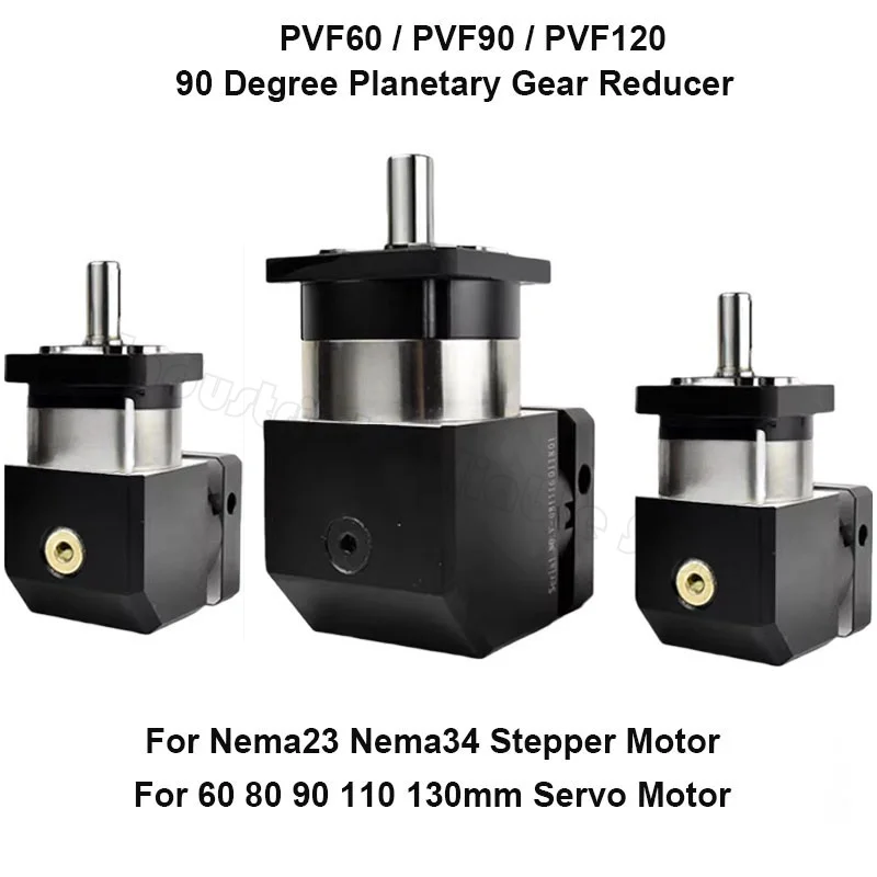 90° Right Angle Planetary Gearbox for NEMA 23 NEMA 34 Stepper Motor & 60 80 90 110 130mm Servo Motor Speed Reducer