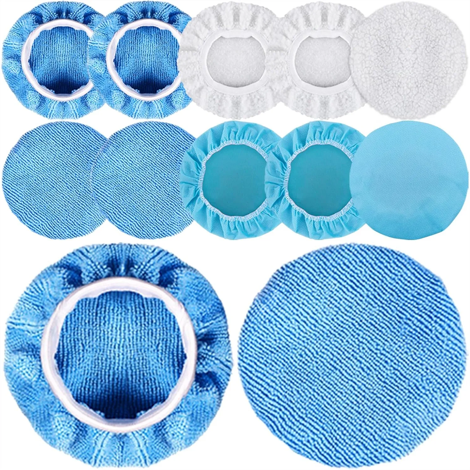 

Car Polisher Pad Bonnet 12 Pieces 5-6 Inch Microfiber Waxer Buffing Pad Cover Elastic Design for Car Furniture Metal Polishing