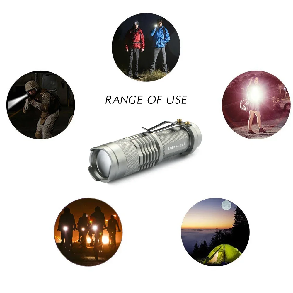 Mini LED Flashlight 2000LM Torch Zoomable Adjustable Focus Lantern Penlight For outdoor lighting