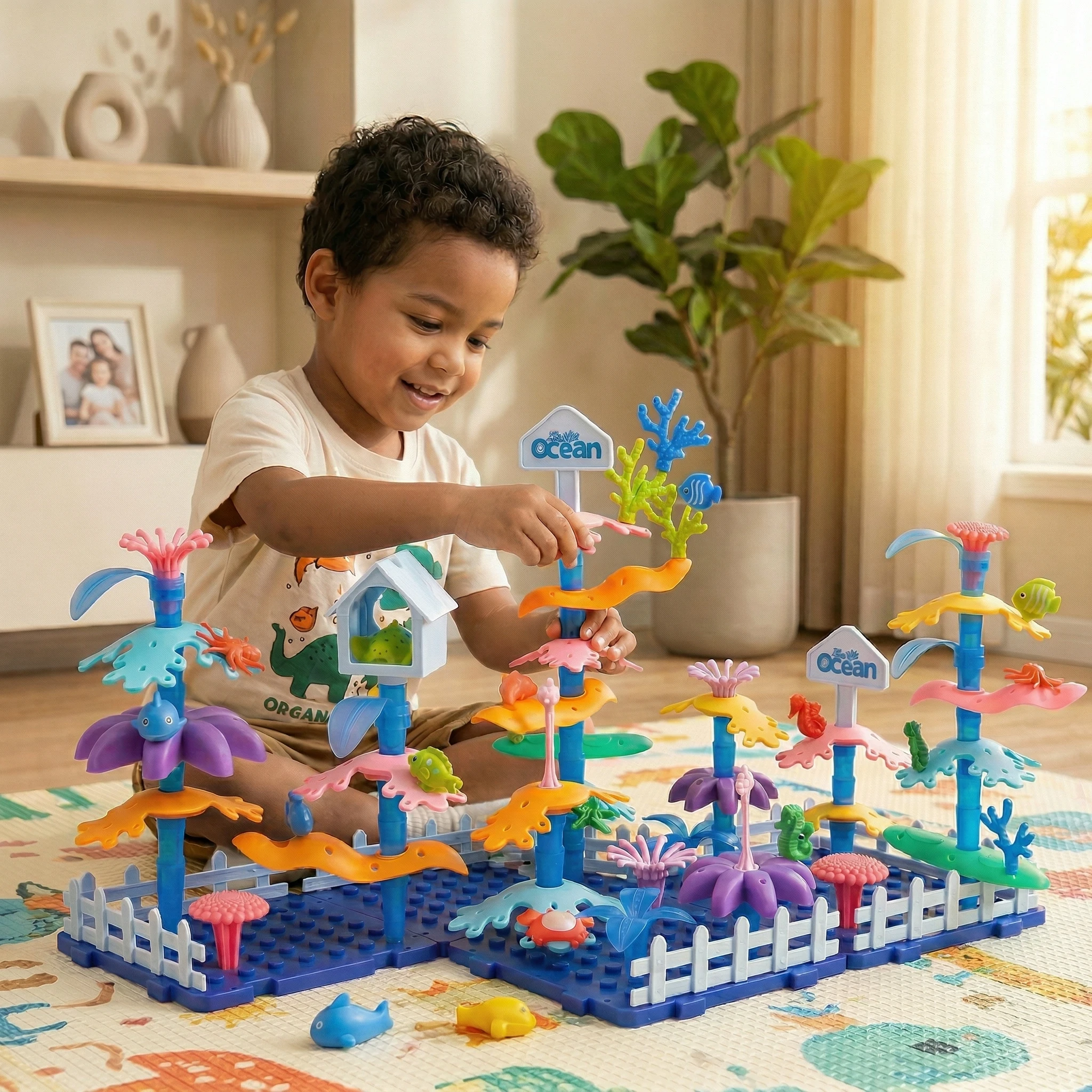 Flower Garden Building Toy, STEM Toys for Preschool Children Educational Activity, Flower Stacking Toys for Kids Age 3-6