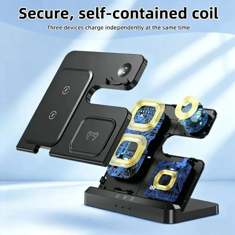 3 in 1 Fast Wireless Charger For Samsung S26 S25 S24 Z Fold/Flip 7 6 5 4 Galaxy Watch Buds 4 Pro Foldable Fast Charging Station view 4