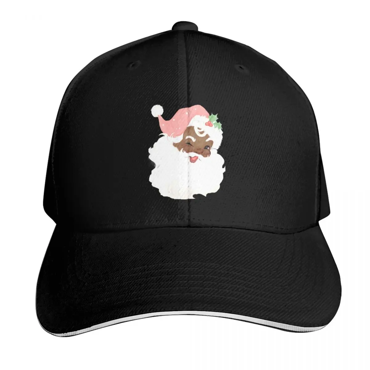 vintage blush pink winking black santa claus old world christmas Baseball Cap Men Women Casual Summer Sport Sun Cap