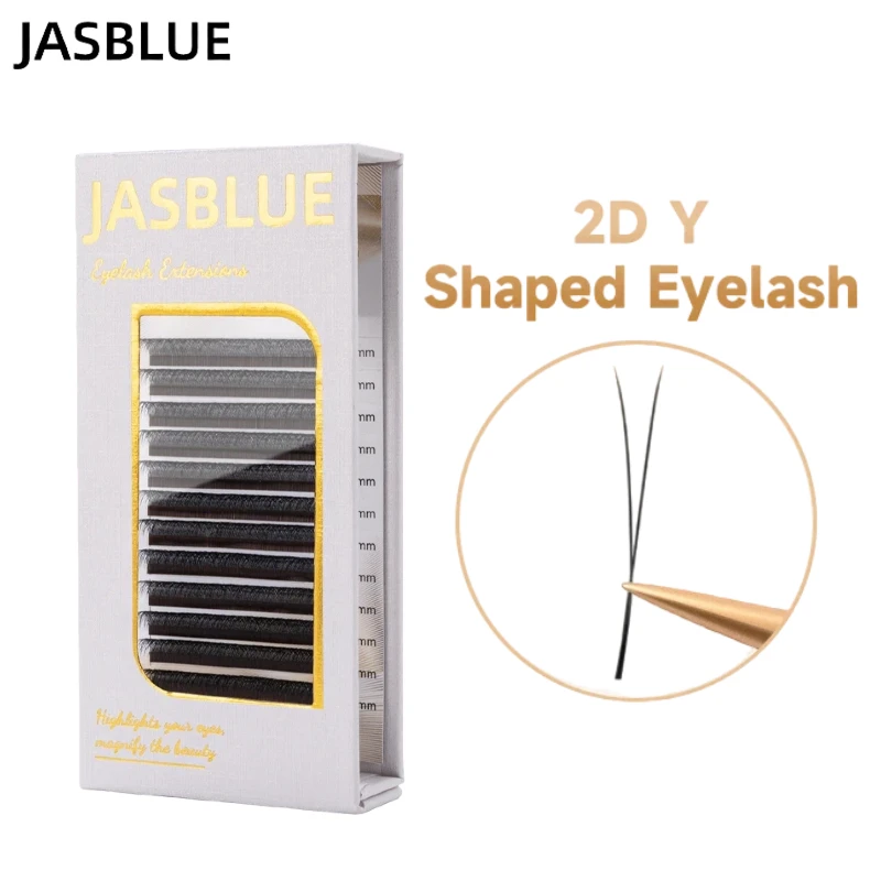 JASBLUE 싱글 팁 2D Y형 속눈썹 연장 2D Y 속눈썹 연장 프리메이드 팬 Y형 속눈썹 라인 팬 메이크업 도구