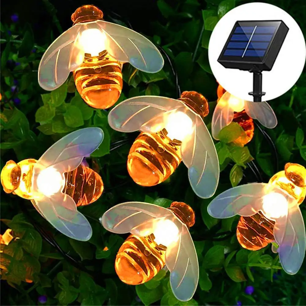 Solar String Lights LED Outdoor Waterproof Festival Garden Decorative Lights Ball Bee Cherry Star Lights Solar Star Light String