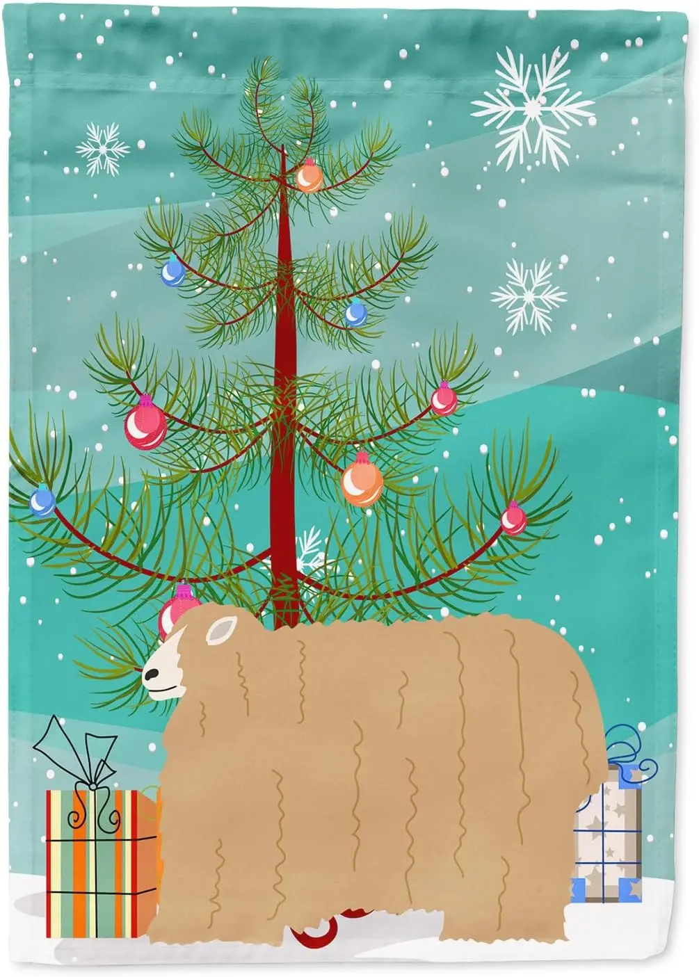 Carolines Treasures BB9338GF Longwool Sheep Christmas Garden Flag, Teal Mailbox Flag Decorative Yard Flag Outside