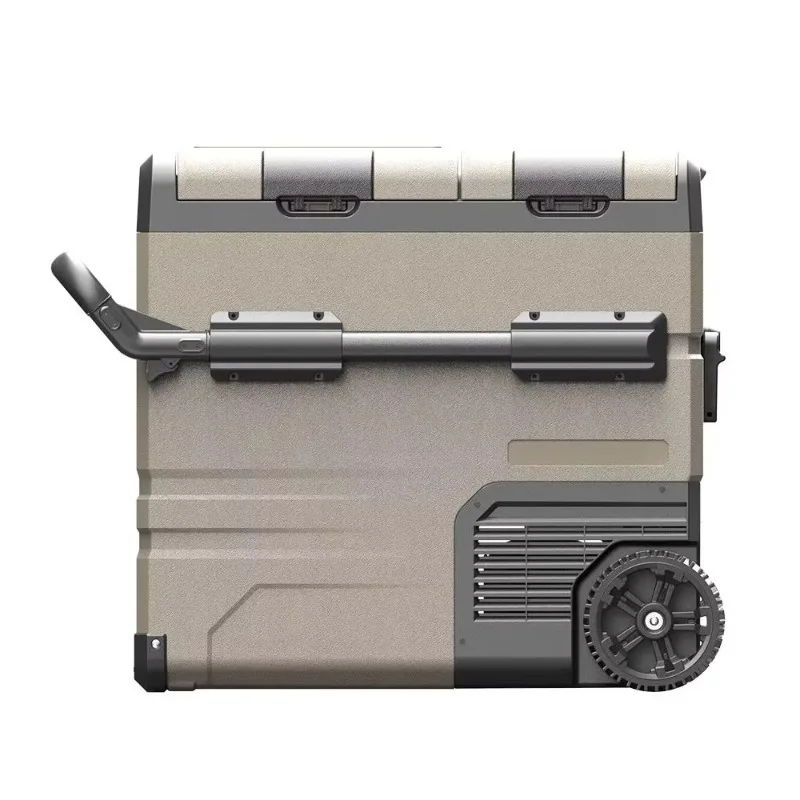 ثنائي المنطقة 12 فولت/24 فولت ضاغط ثلاجة السيارة المحمولة الثلاجة الفريزر مع عجلات ومقبض التبريد الألومنيوم