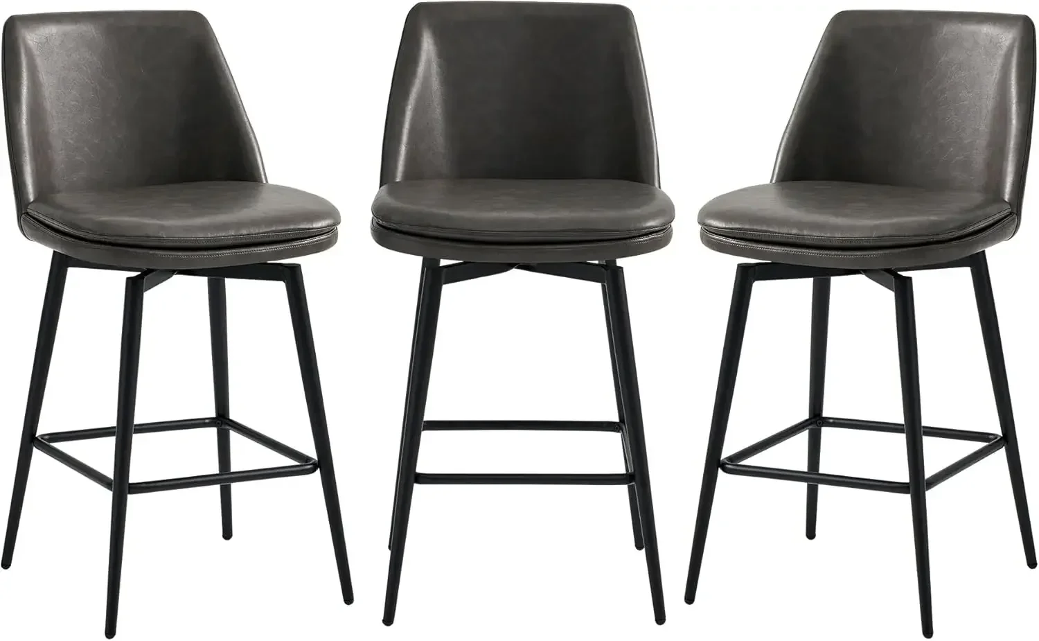 

Бестселлер: Комплект из 3 барных стульев с поворотным механизмом, высотой до столешницы, с обивкой из искусственной кожи (сертификат FSC), металлическое основание, высота сиденья 27,2 дюйма.