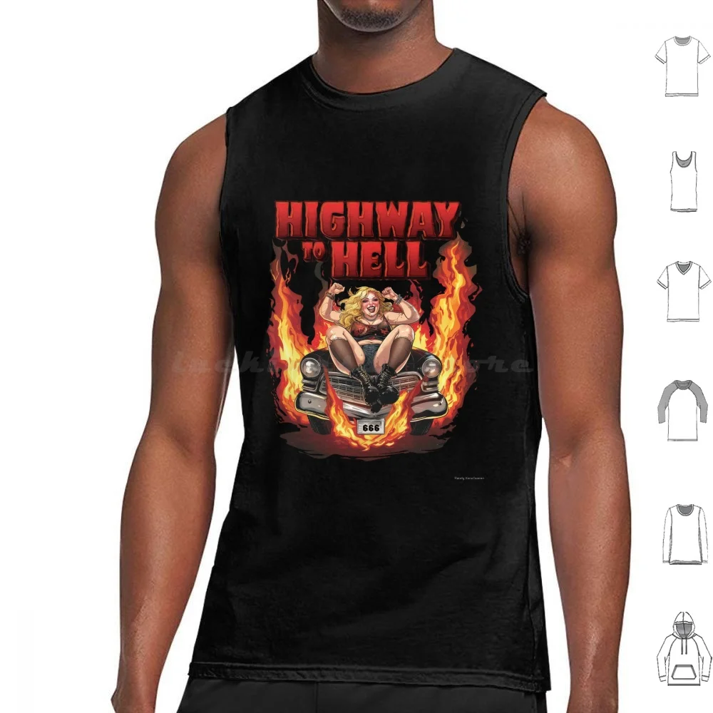 

Highway To Hell Tank Tops Vest Sleeveless Rockband Rosie Ai Generated Trbute Rocknroll Guitar Illustrative Hard 80s