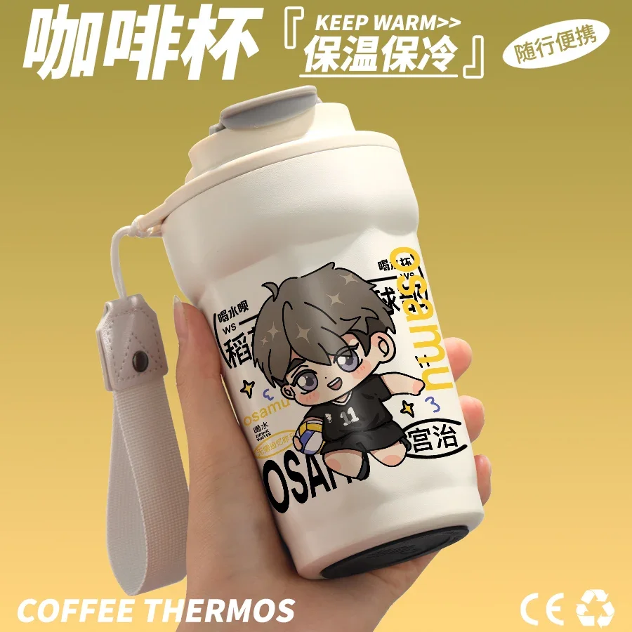 أنيمي هايكيو!! تأثيري الكرتون المياه الزجاج الحفاظ على الحرارة لطيف فنجان القهوة المحمولة الترمس معزول القدح هدية عيد ميلاد