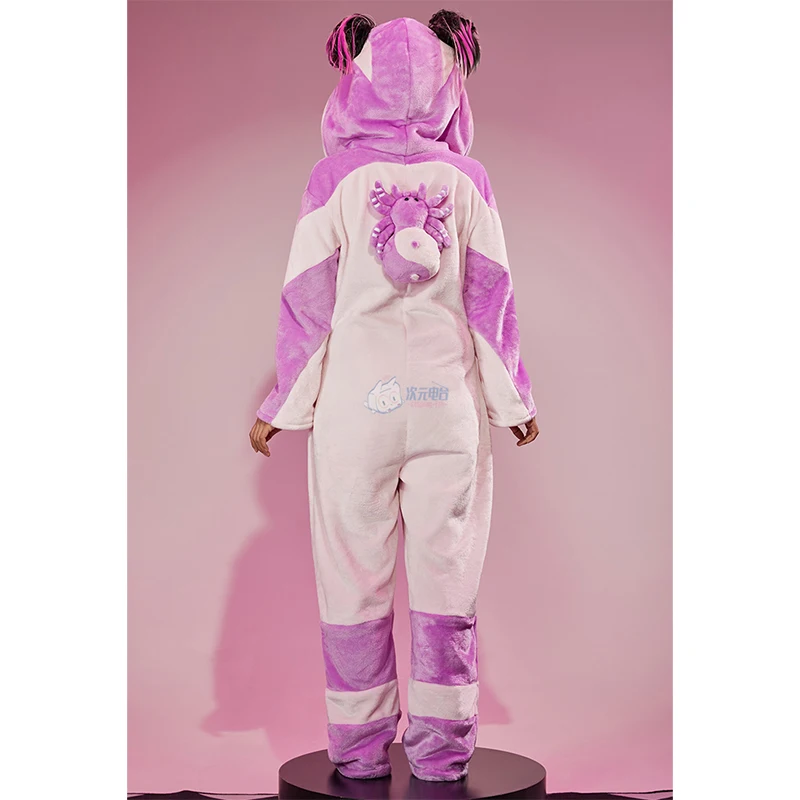 Fighting Game SF 6 Cosplay Costumes Han Juri Winter Plush Jumpsuit Flano Hooded Pajamas Robe Bar Cartoon Pin Adult Loungewear