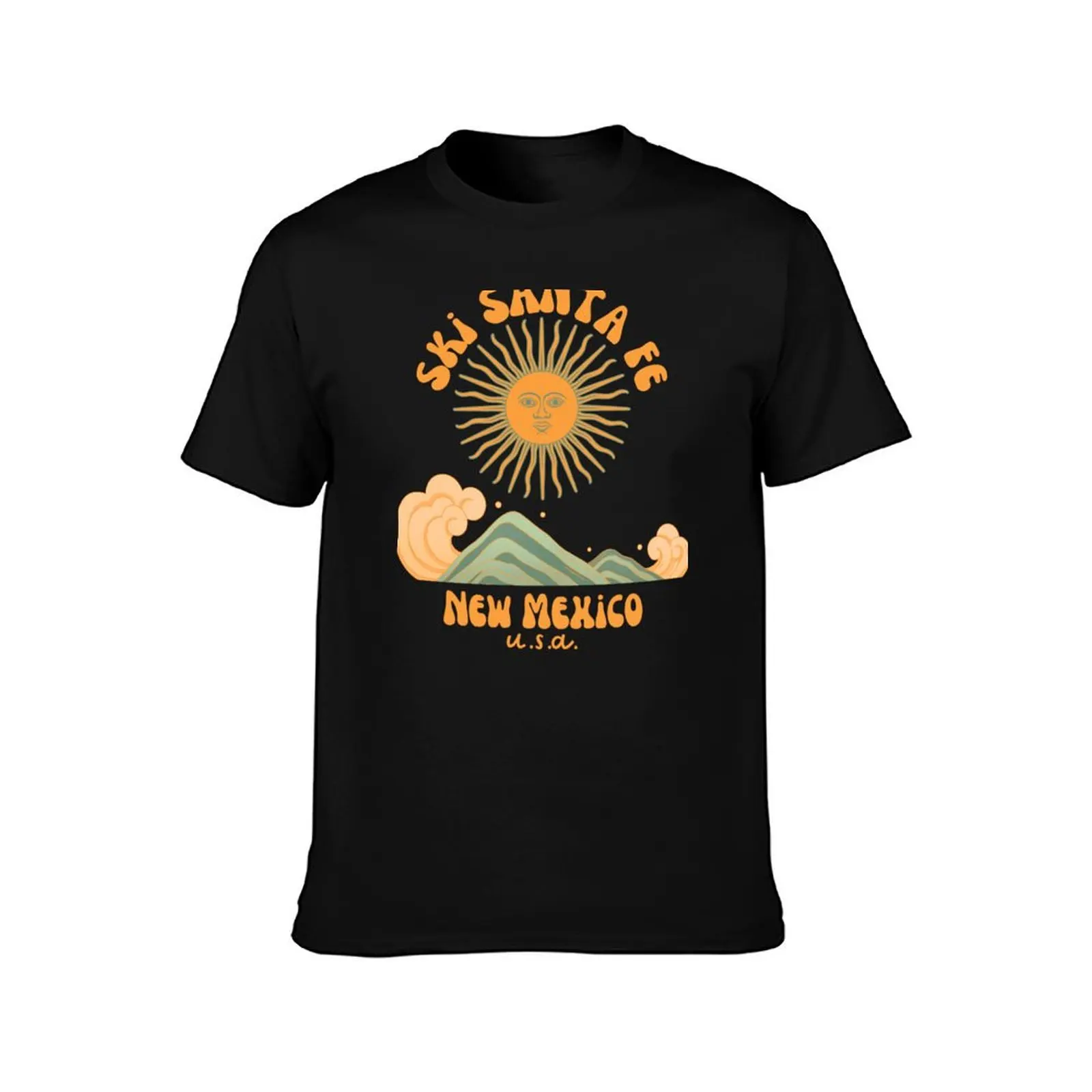 Retro Sixties Ski Santa Fe, New Mexico, Orange Text- Retro Skiing / Vintage Skiing T-Shirt funny t shirts cotton T-Shirt