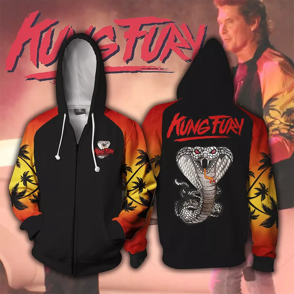 فيلم كوبرا كاي ثلاثية الأبعاد طباعة سستة هوديس الرجال النساء موضة عادية مقنع المتضخم هوديي الذكور بلوزات رجل رياضية