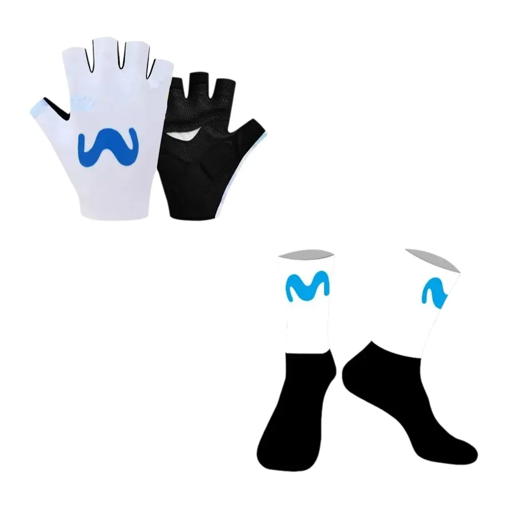 AliExpress NONE 2026  MOVISTARful Team WHITE One Pair Half Finger Cycling Gloves /  SOCKS