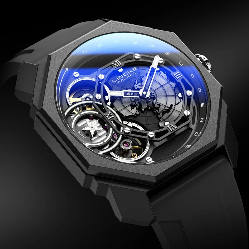 

Уникальный дизайн, лучший бренд, роскошные полые водонепроницаемые механические автоматические часы, мужские силиконовые мужские часы со скелетом