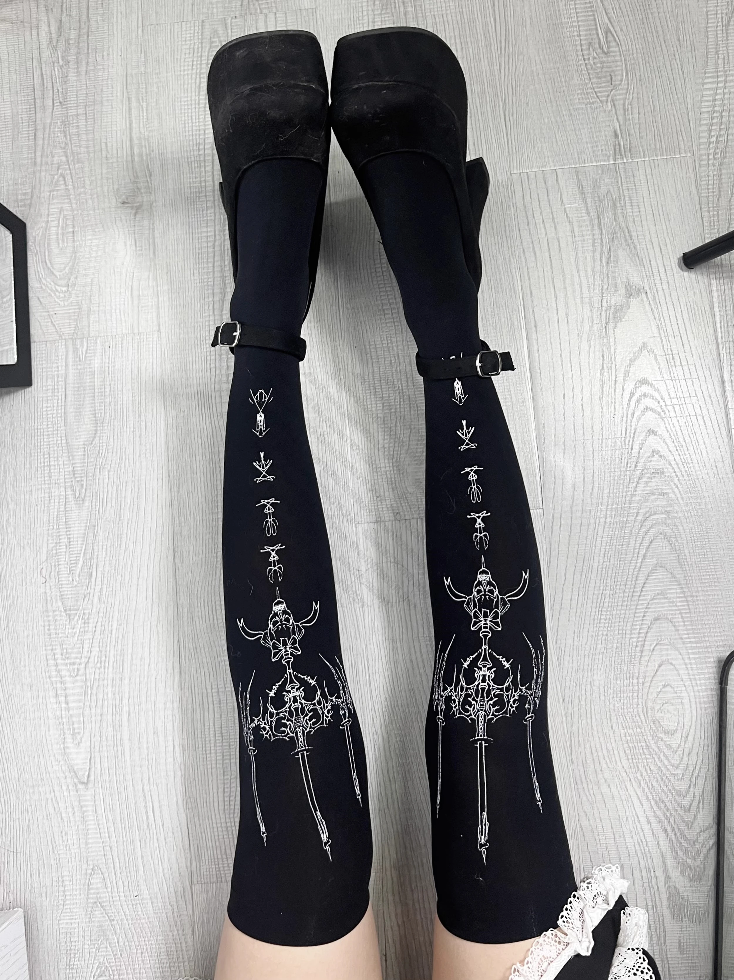 Calcetines góticos cruzados Y2K para mujer, medias largas por encima de la rodilla, sexys, de nailon, hasta el muslo, Legging JK, medias de Cosplay de Lolita