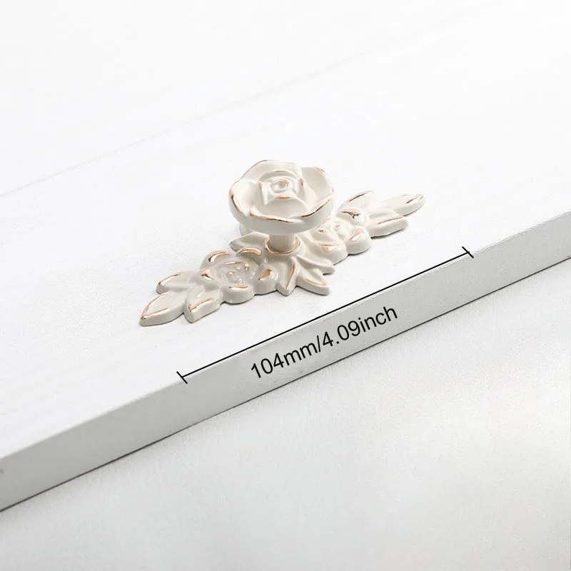 Retro Ivory Rose style Cabinet Handles and Knobs Modern Simple Wardrobe Drawer Door Pulls Furniture Hardware