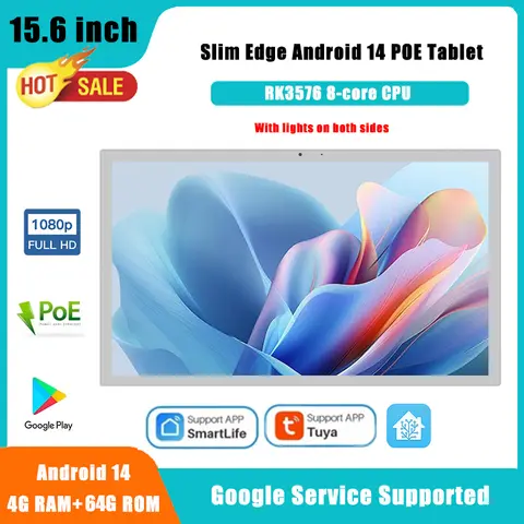 Smart Home Panel 15.6" Android 14 POE Tablet PC With LED Lights IPS Touch Screen Display Google Play