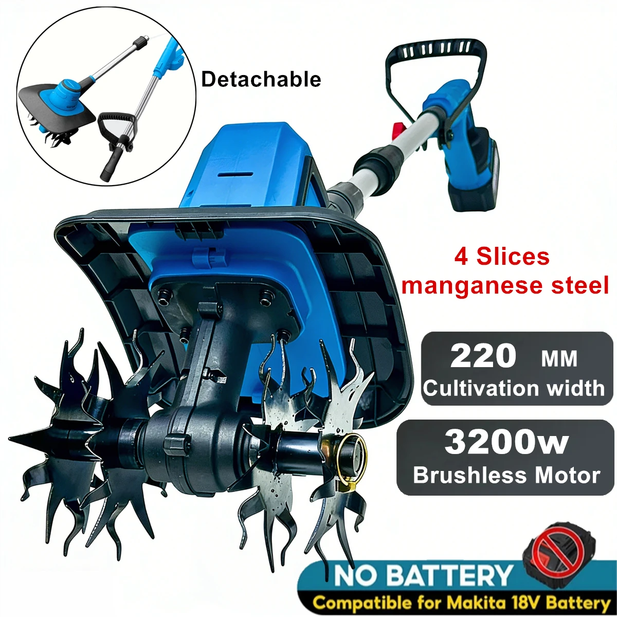 Motoculteur Électrique Sans Fil Sans Balais, Scarificateur, Outil de Jardin pour Batterie Makita