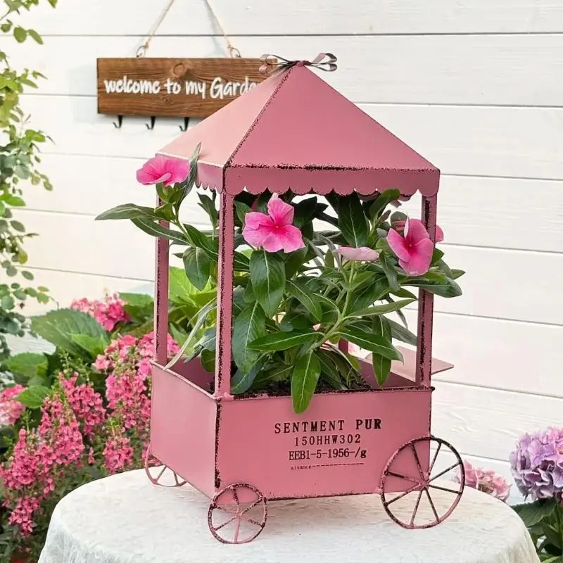Decorative Movable Flower Stand Garden Planter Pot For Patios And Yard