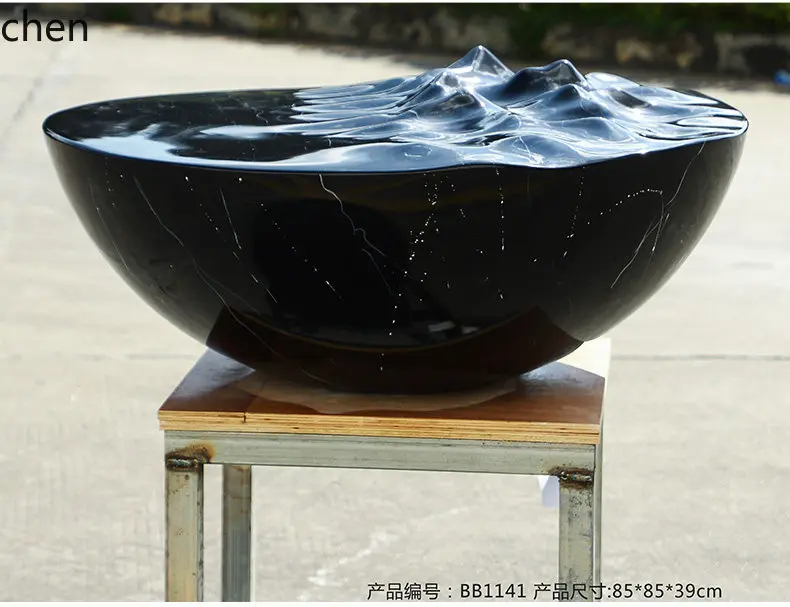 H1 large water ripple fiberglass sculpture custom base sales office decoration lobby floor ornament