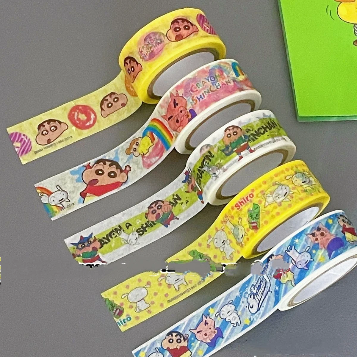 Bandai Crayon Shin Chan Kawaii Stickers Anime Cute Cartoon Adhesive Tape Self-Adhesive Ledger Decorative Dot Sealing Tape Toy