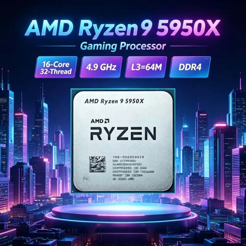 AMD Ryzen 9 5950X DDR4 Socket AM4 105W Gaming CPU 16-Core 32-Thread but without cooler 3.4 GHz L3=64M UP to 4.9GHz