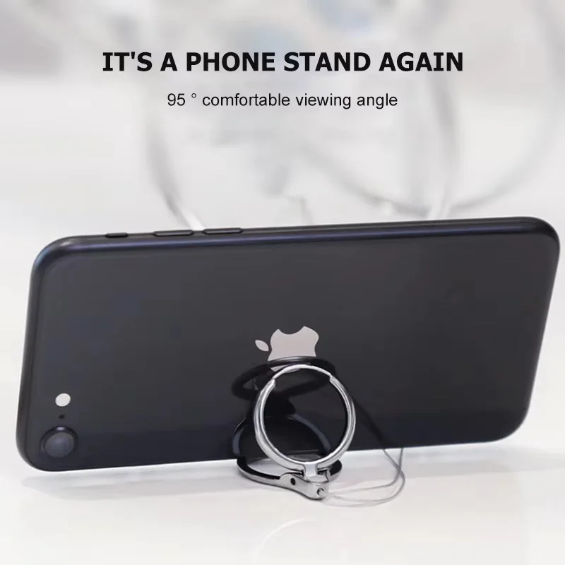 2in1 Mobile Phone Metal Holder Finger Ring Lanyard para for iPhone 16 Pro Max for Samsung for Xiaomi Fold Stand Phone Charm Strap Acessórios straps para celular