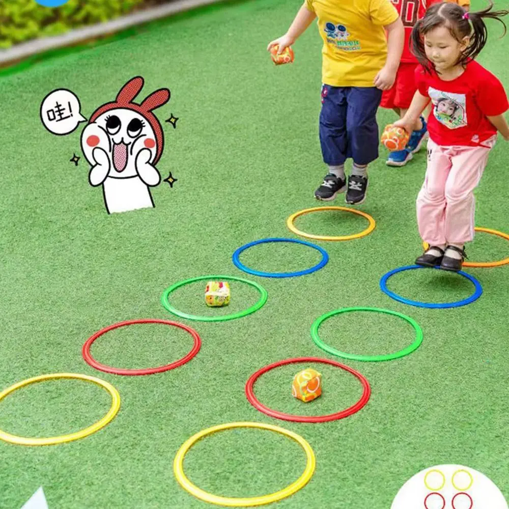 Plastic Outdoor Sport Toys Parent Child Interactive Early-education Teaching Aids Physical Training Toys Lattice Jump Ring Set