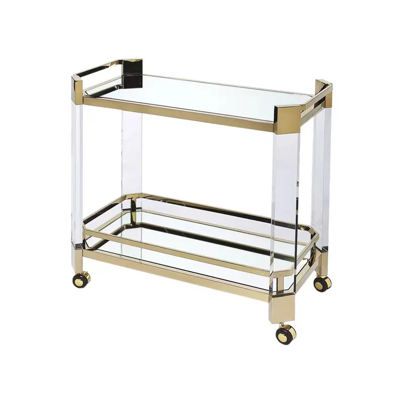 Hotel food carts, handcarts, mobile stainless steel tea carts, acrylic transparent European-style beverage carts