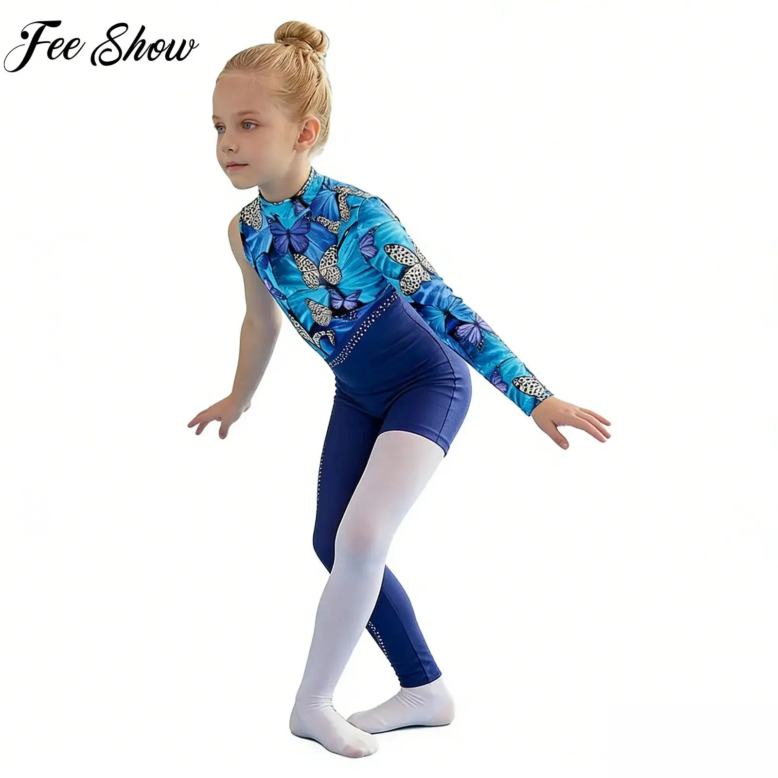 

Rhinestone Acrobatics Gymnastics Leotard Full Body Jumpsuit Kids Girls Sports Body Ballet Unitard Jersey Performance Dancewear