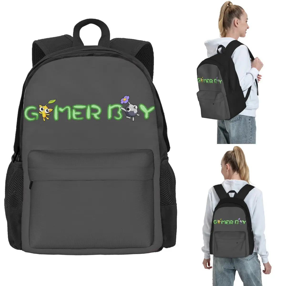 

Gamer Boy (on Grey) Backpack Hot Sale Daypack Large Capacity Boys Girls BookBag School Bag Shoulder Bags for Men Women