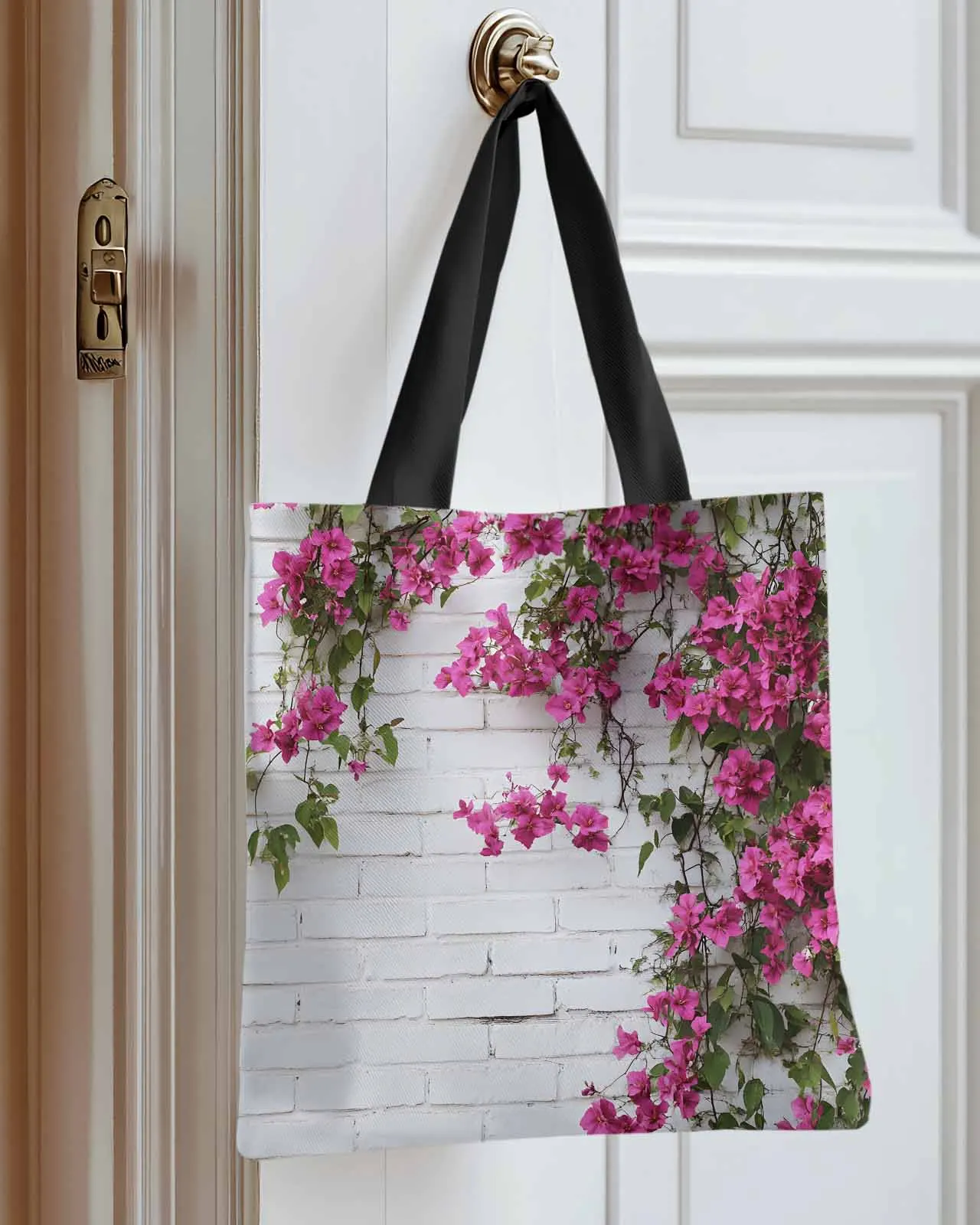 

Walls Flowers Pastoral Canvas Bag Handbag Oxford Cloth Eco Shopping Storage Bag for Home Use