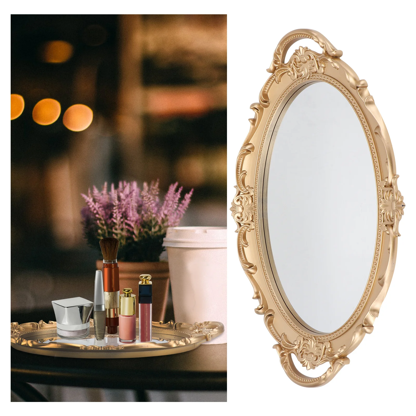 

Vintage Tray Retro Storage Plate Exquisite Mirror Plate Living Room Hotel Dorm Party Decor Vintage Tray