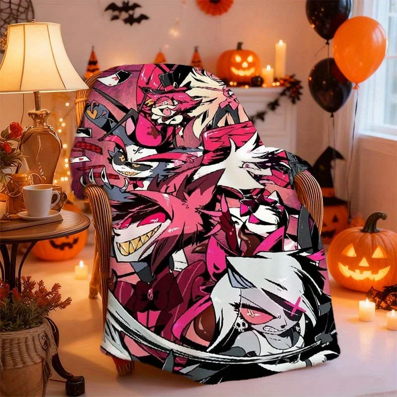 1pc  Hotel Demon Gentleman Wild Gothic Illustration Flannel Blanket, Lightweight and Easy to Pack, Durable and Aesthetic, Wrinkl