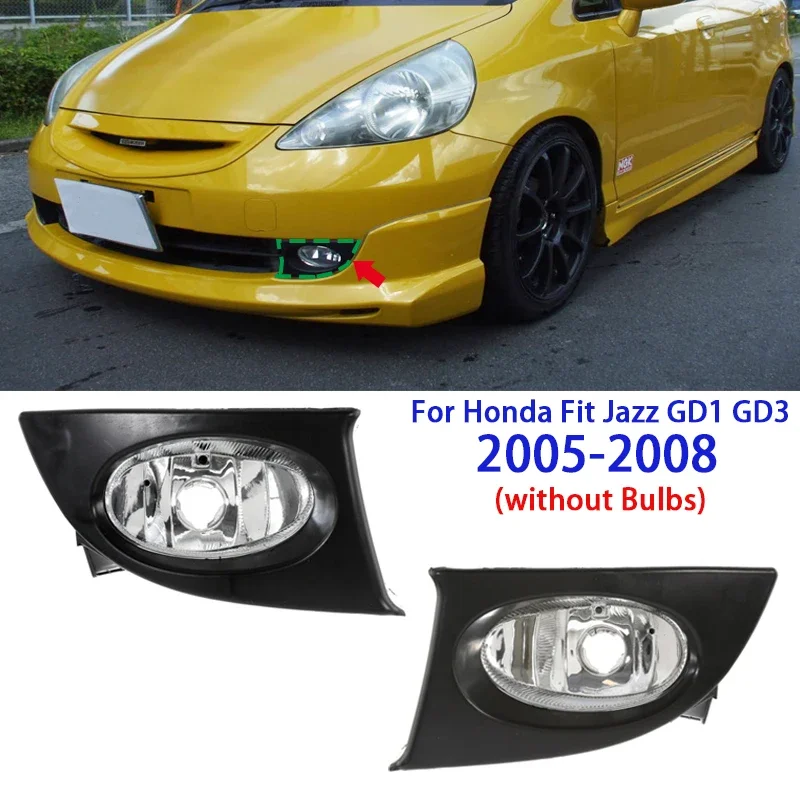 1/2pcs Car Front Bumper Fog Lights for Honda Fit Jazz GD1 GD3 2005-2008 (without Bulbs)