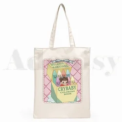 Cry bebê melanie martinez design estético ombro sacos de lona grande capacidade faculdade harajuku bolsa feminina saco de compras