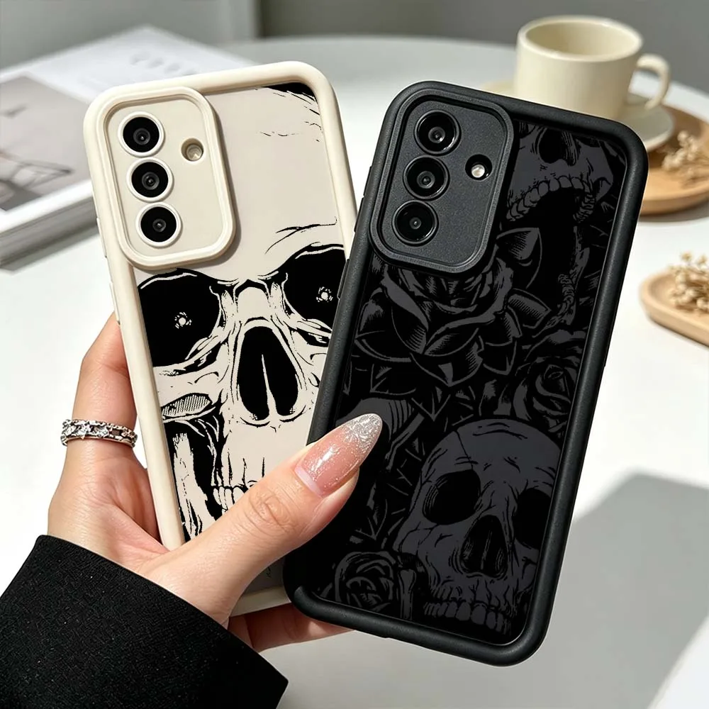 Minimalist Art Skull Pattern For Samsung Galaxy A73 A57 A56 A55 A54 A53 A52s A37 A36 A35 A33 A17 A16 A07 A06 A05 Phone Case
