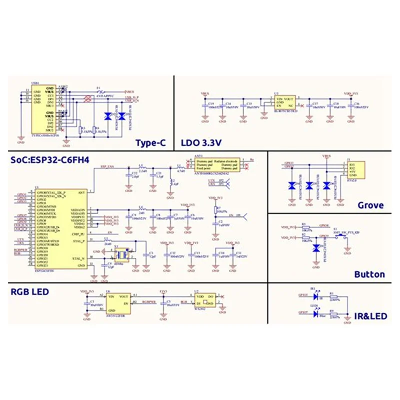 A45F-M5nanoc6 Low-Power Iot Development Board Onboard ESP32-C6FH4 Support Zigbee And Wi-Fi 6 Built-In Infrared Emitter