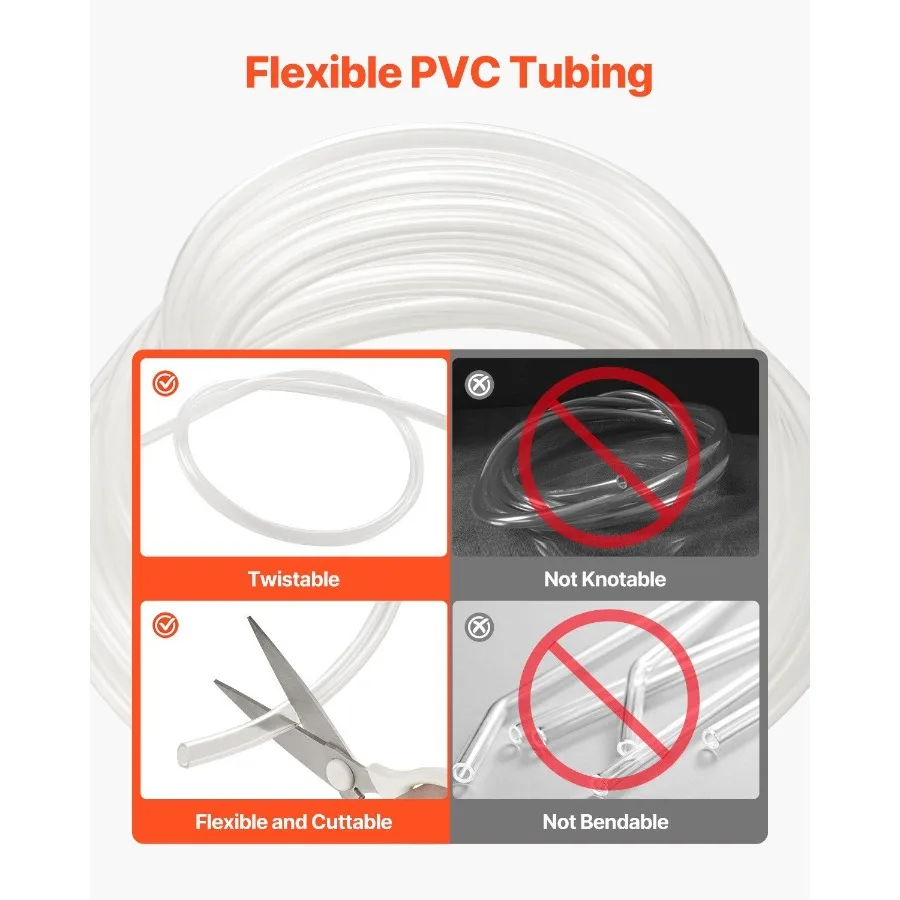 أنابيب الفينيل الشفافة 3 8 ID x 1 2 OD 50FT خرطوم أنابيب PVC البلاستيكية