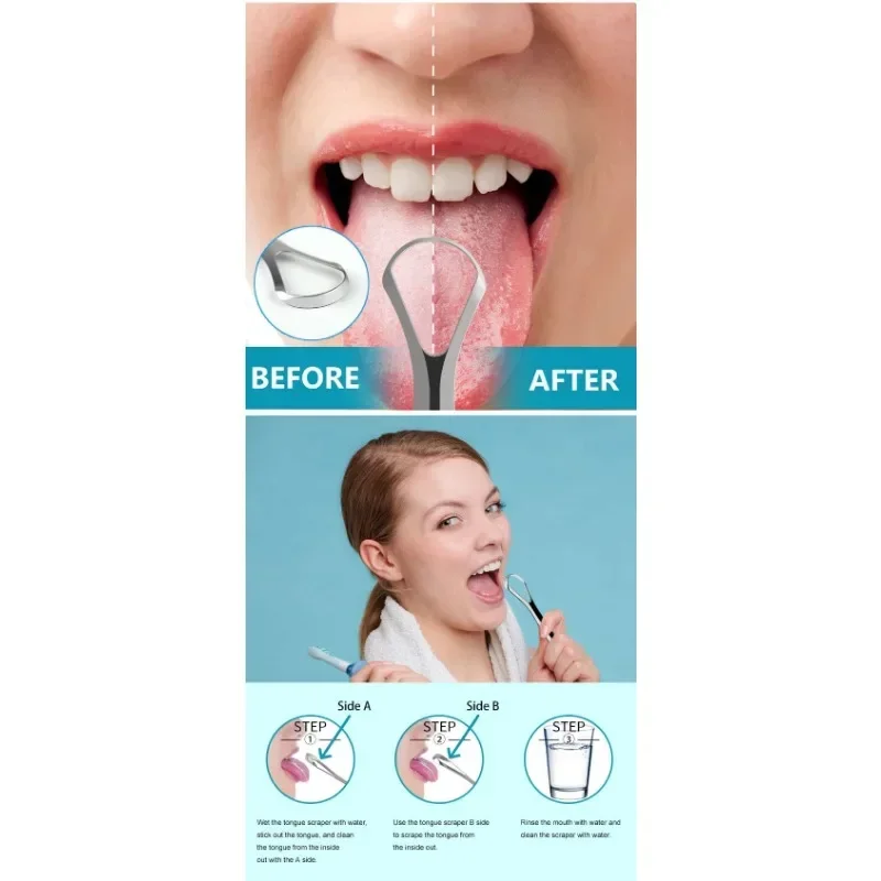 Zungen schaber Edelstahl Zungen bürsten reiniger chirurgische Qualität beseitigen Mundgeruch Mundhygiene Pflege Reinigung beschichtete Werkzeuge