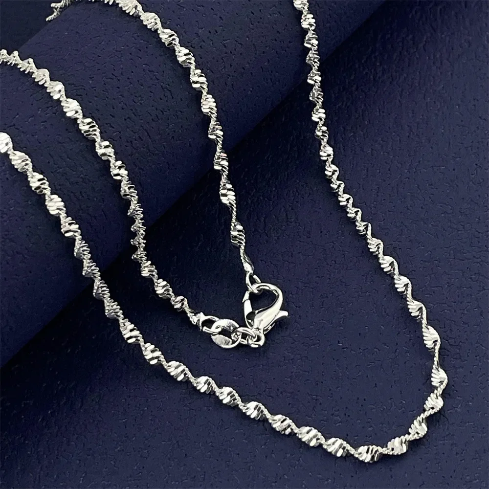 سحر جديد 925 فضة 40-75 سنتيمتر لطيف 2 مللي متر الجانب سلسلة قلادة للنساء موضة الشارع الشهير مجوهرات هدايا الزفاف عطلة #6